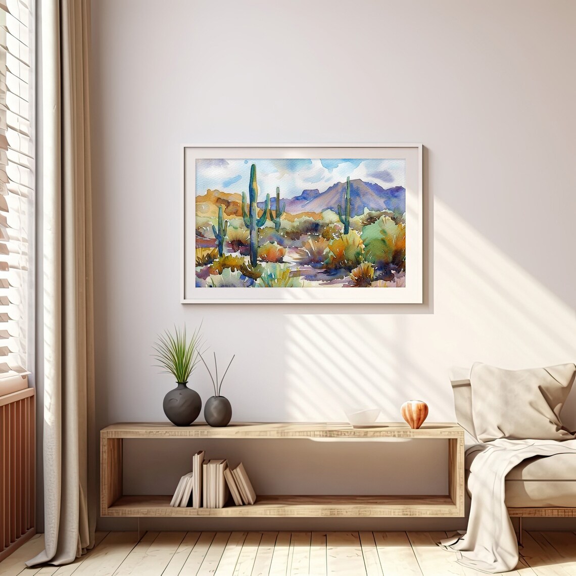 Sedona Arizona Watercolor Art Print, Cactus Travel - Image 5