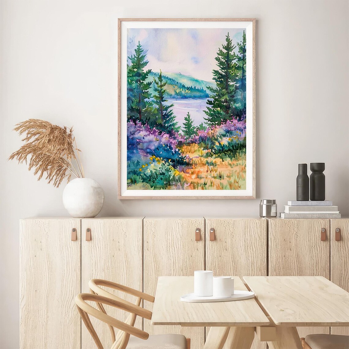 Acadia Landscape Watercolor Art Print, Pine Trees - Image 5