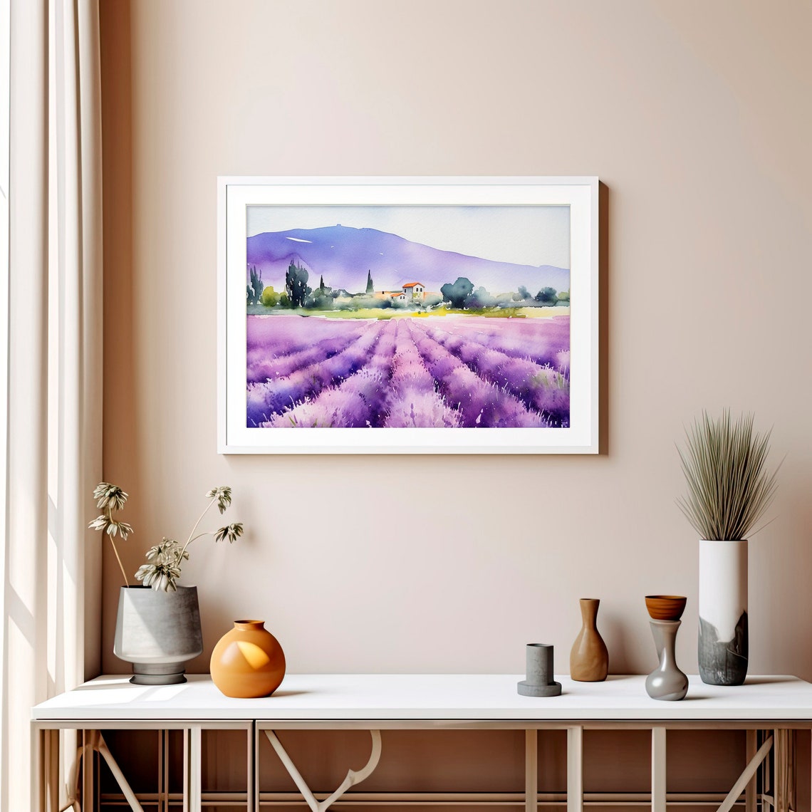 Sequim Lavender Fields Watercolor Purple Rows Farmhouse Poster - Image 5
