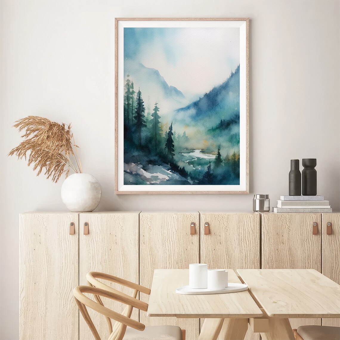 Mountain Forest Watercolor Art Print, Evergreen Trees - Image 5