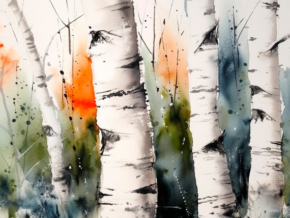 Birch Trees Watercolor Painting Aspen Forest Art Print Colorado Landscape Wall Art Decor Gifts By Feelingprints