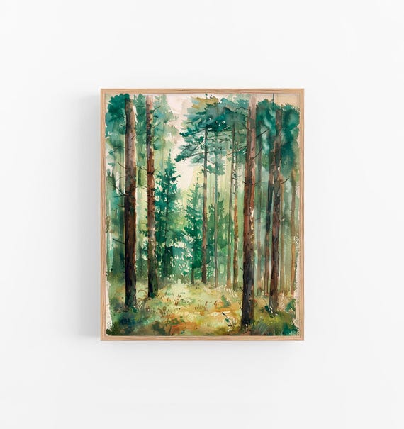 Pine Forest Watercolor Art Print Colorado Forest Watercolor Painting Trees Watercolor Artwork Travel Gifts By Feelingprints