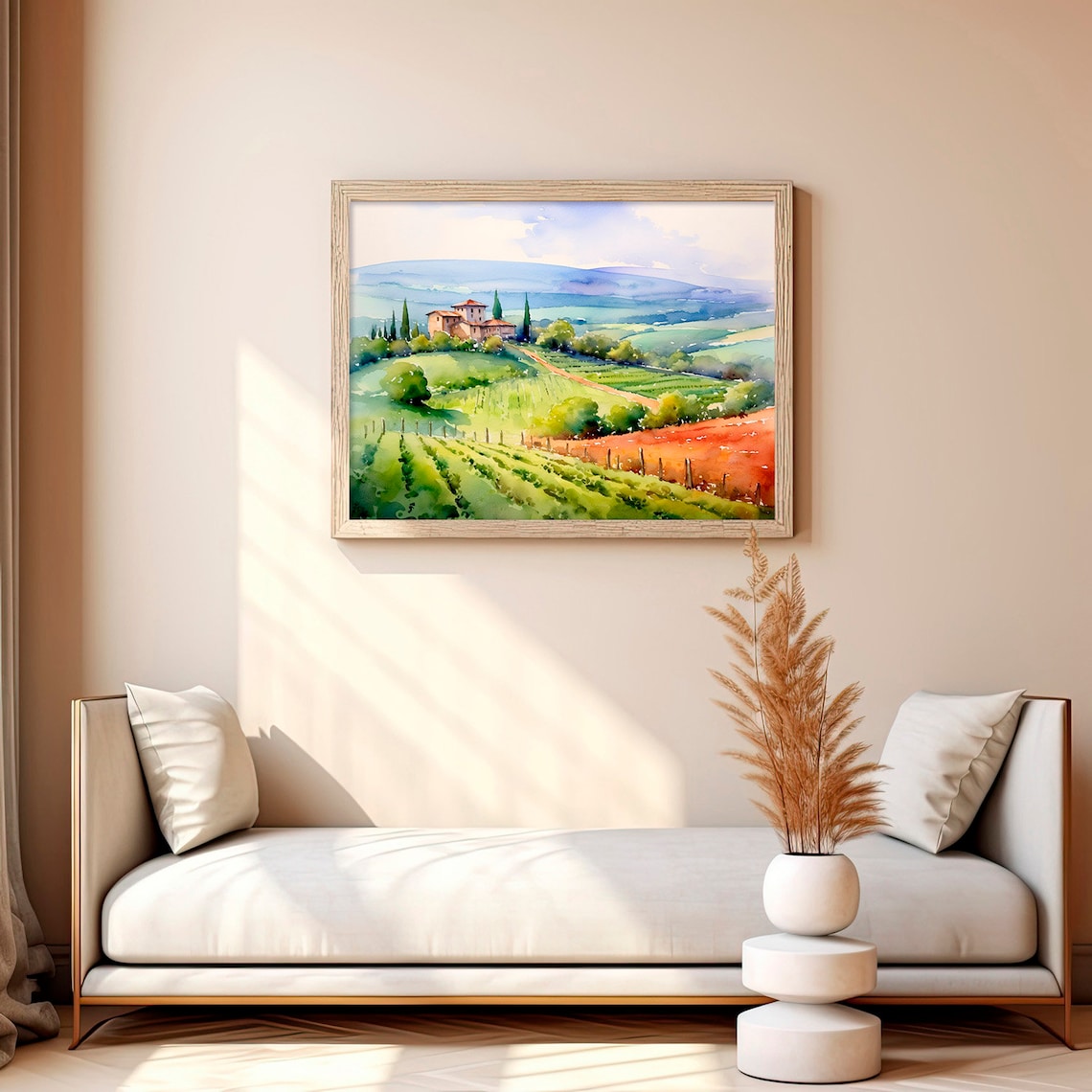 San Gimignano Watercolor Art Print, Tuscany Landscape - Image 2