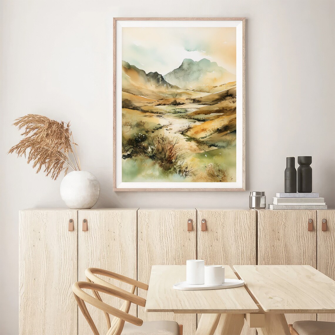 Ireland Watercolor Mountain Valley Golden Irish Landscape Poster - Image 4