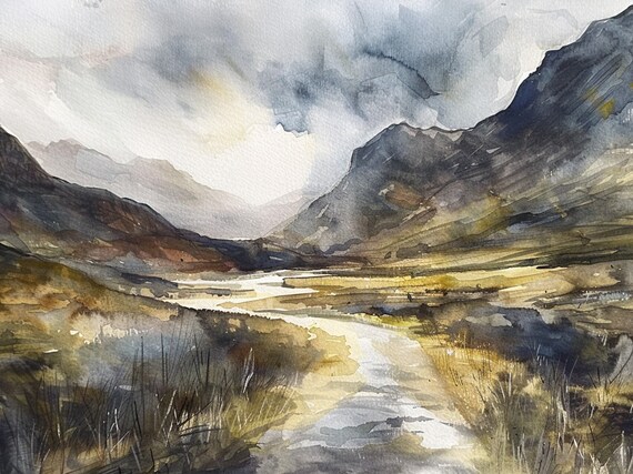 Isle Of Skye Watercolor Art Print Scotland Landscape Watercolor Painting Mountains Artwork Travel Gifts By Feelingprints