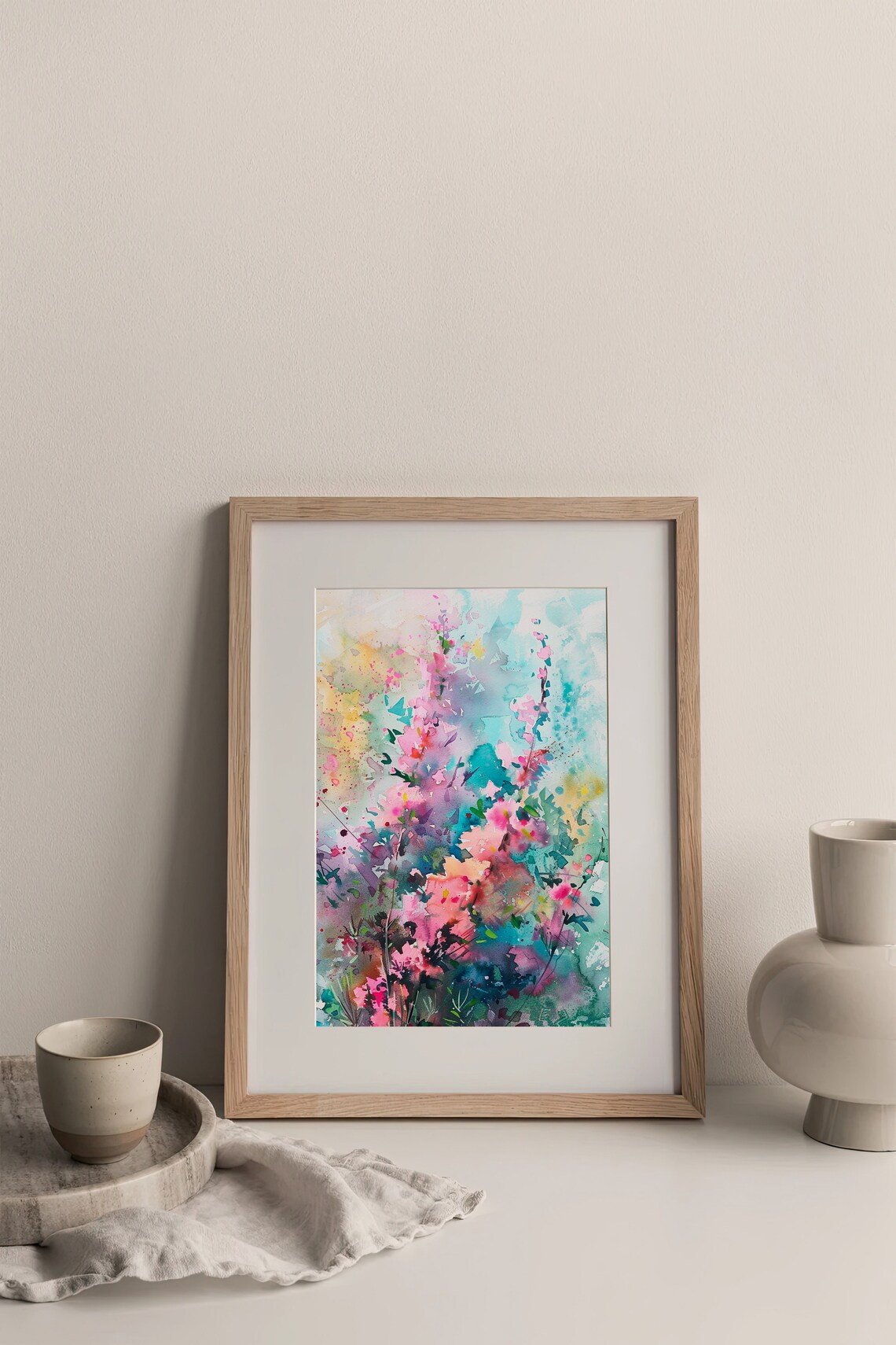Stunning Pink Lupine Wildflowers Abstract Watercolor Floral Poster - Image 4