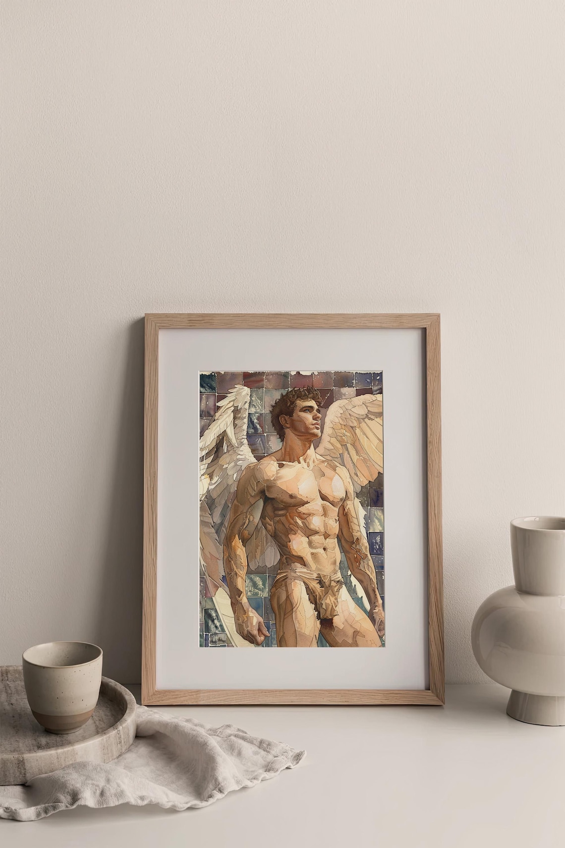 Gay Angel Watercolor Male Body Art Print - Image 3