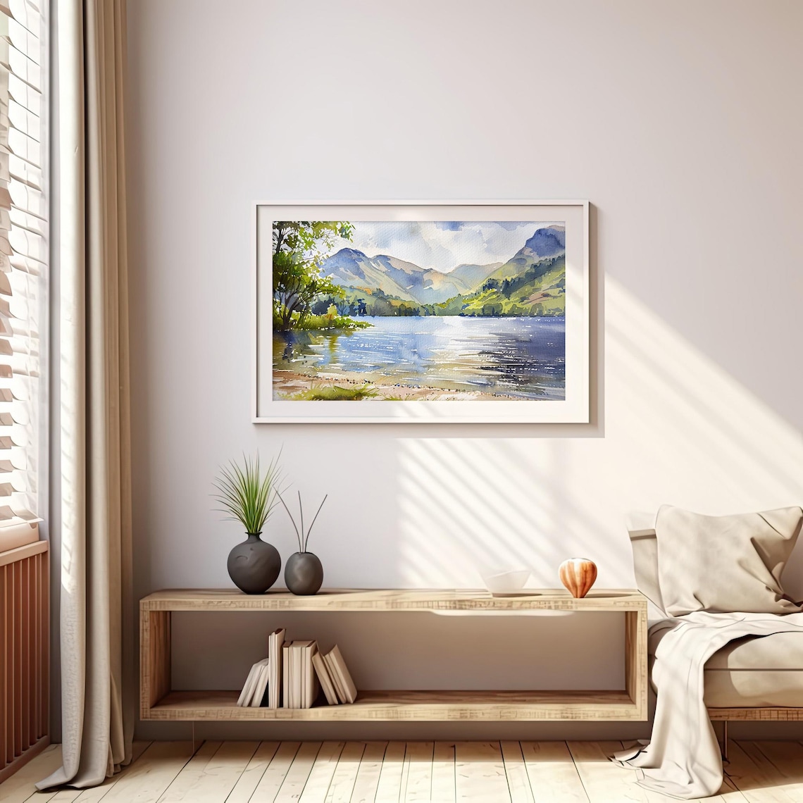 Lake Windermere Watercolor Landscape Art Print - Image 4