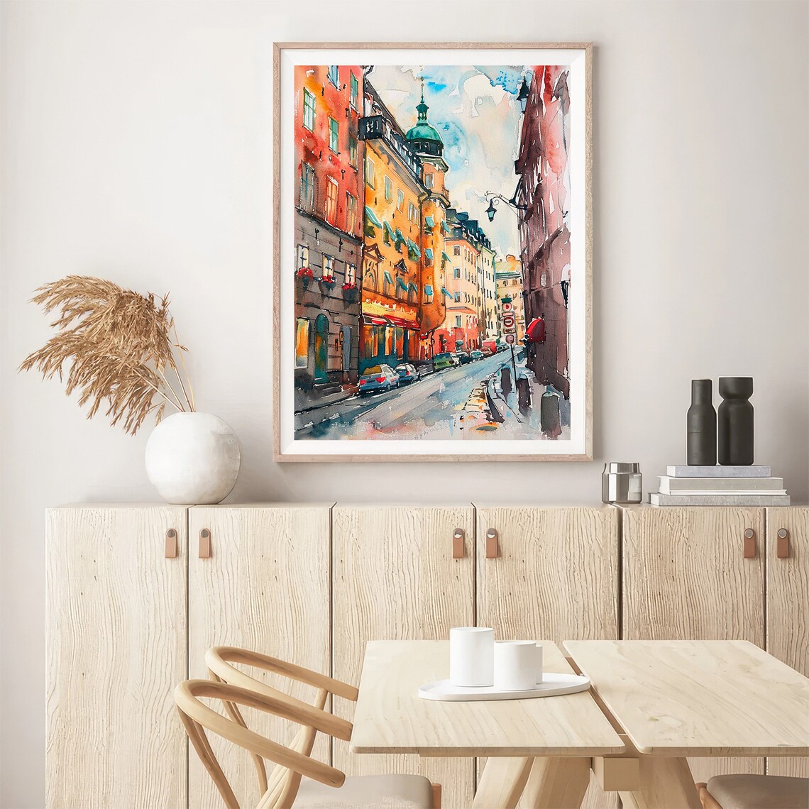 Stockholm Sweden Old Town Street Watercolor Cityscape Travel Poster - Image 5