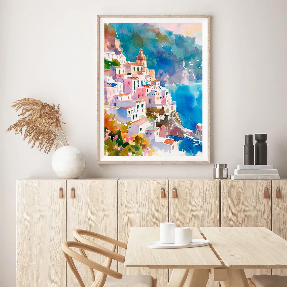 Amalfi Coast Positano Watercolor Art Print - Image 5
