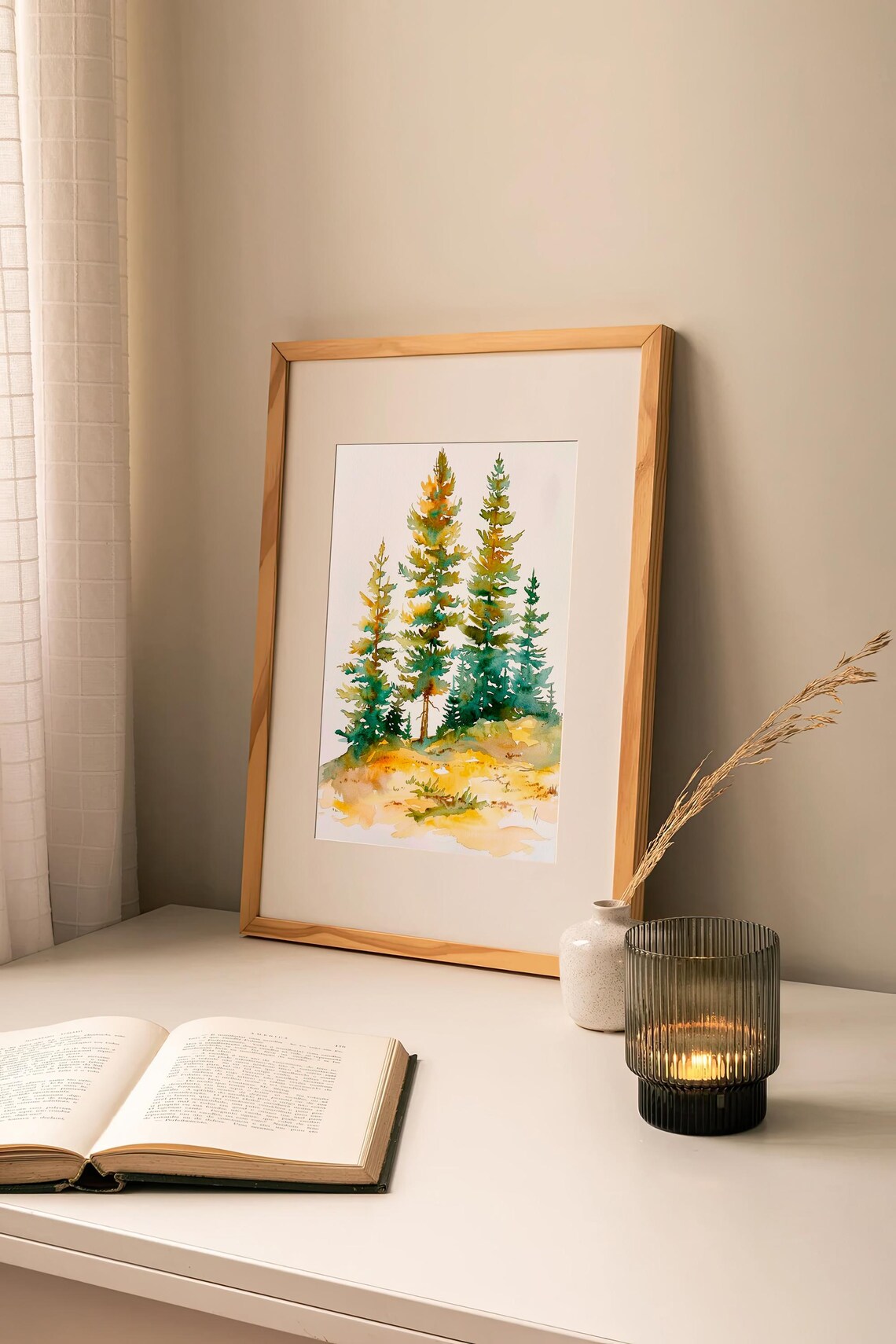 Colorado Pine Forest Evergreen Trees Watercolor Nature Painting Poster - Image 2