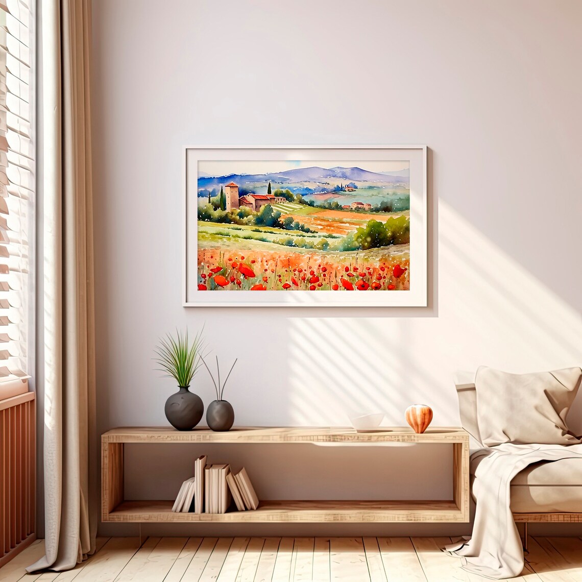 Italian Countryside Watercolor Art Print, Tuscany - Image 4