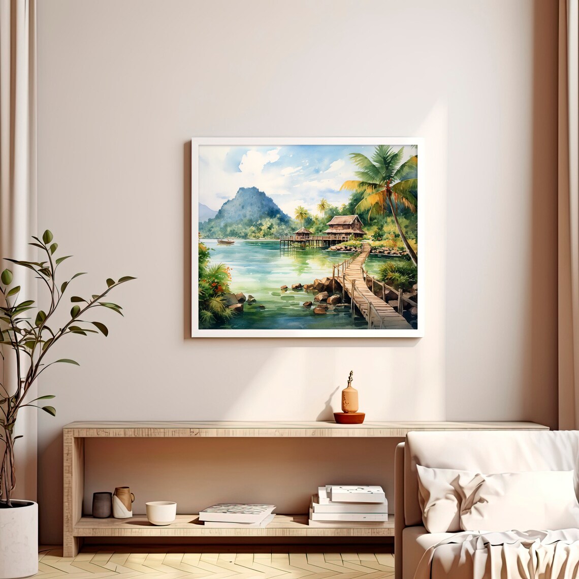 Thailand Watercolor Mountains Phi Phi Island Art Print - Image 4