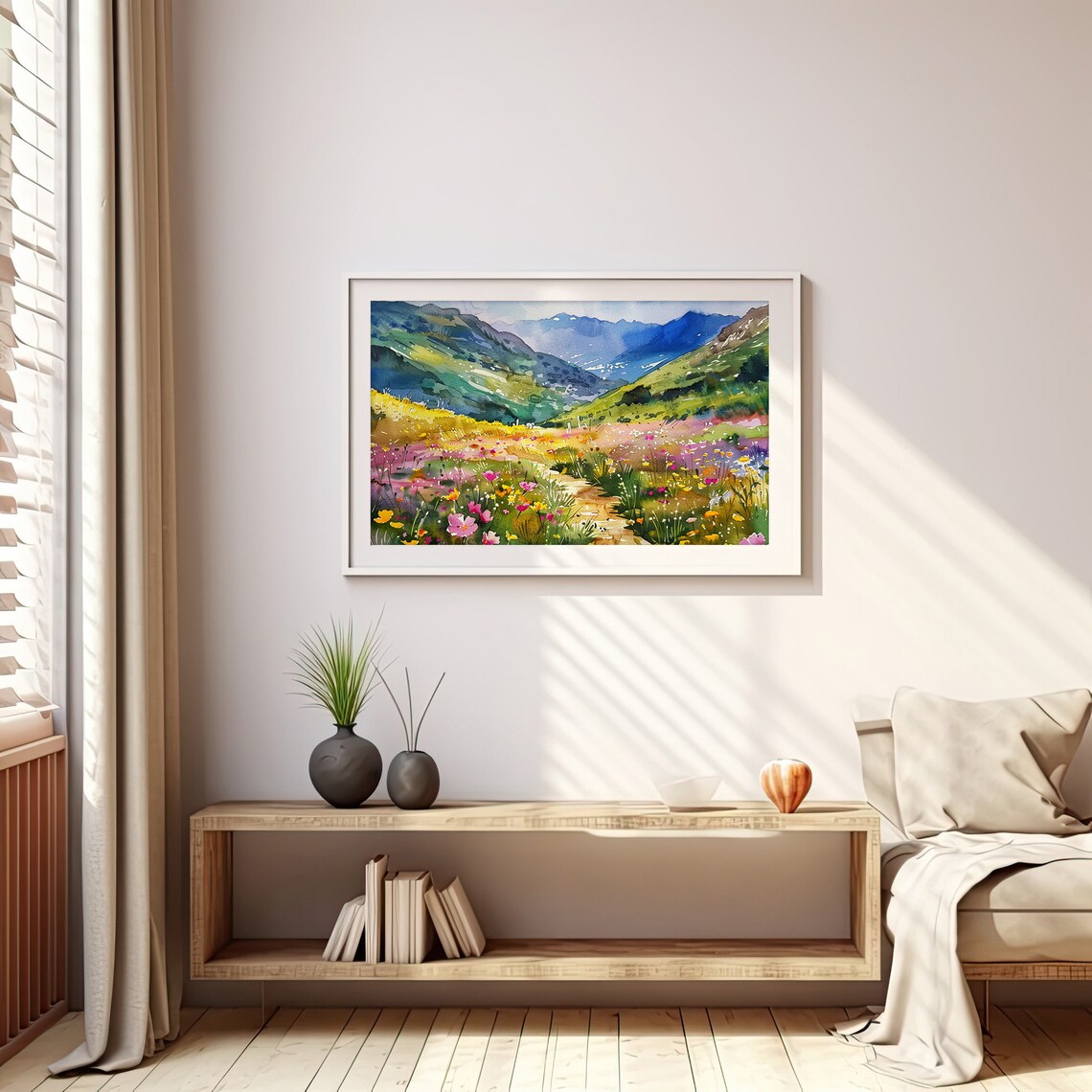 Spring Wildflowers Mountain Meadow Colorado Peaks Watercolor Floral Poster - Image 5