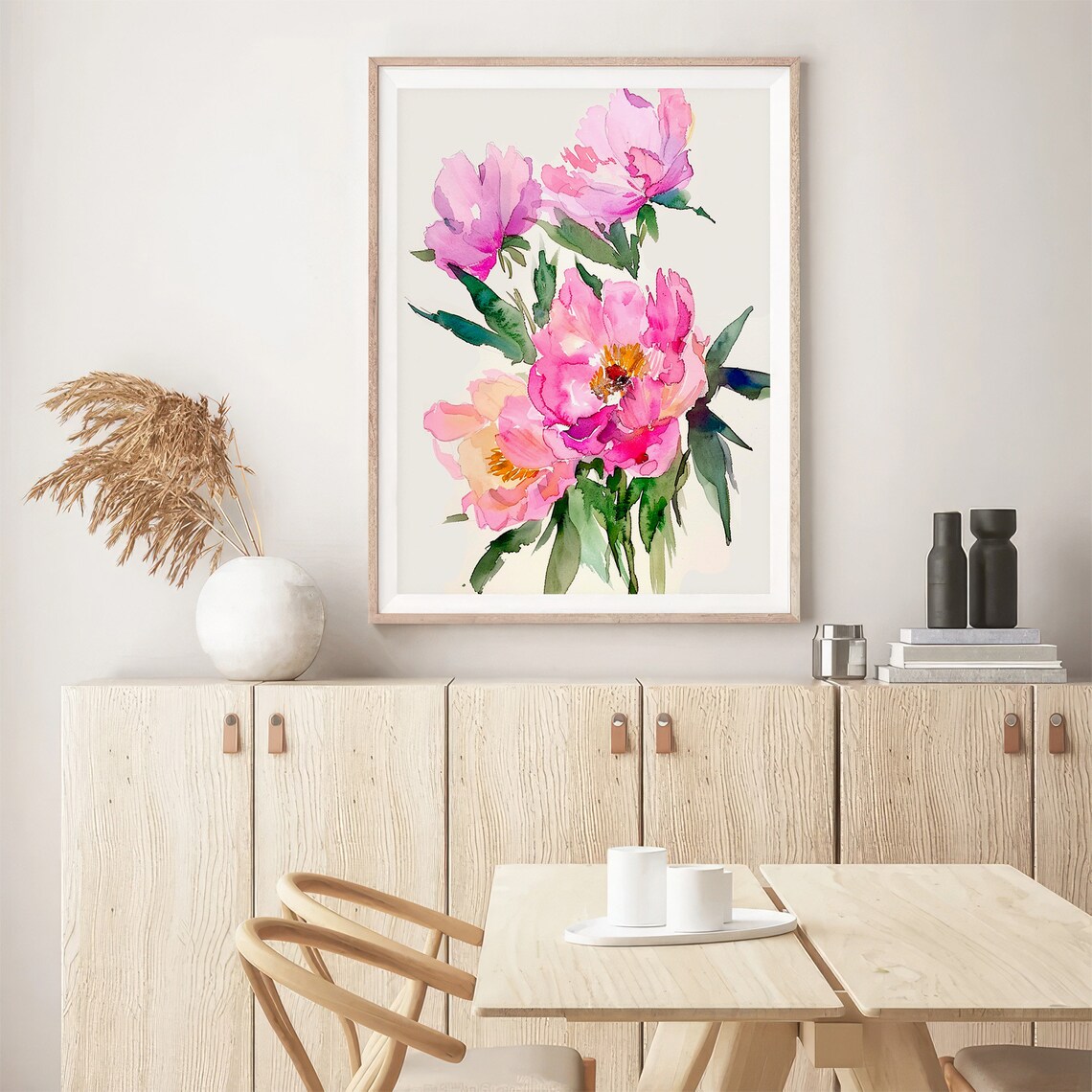 Pink Peonies Watercolor Art Print, Botanical Decor - Image 5