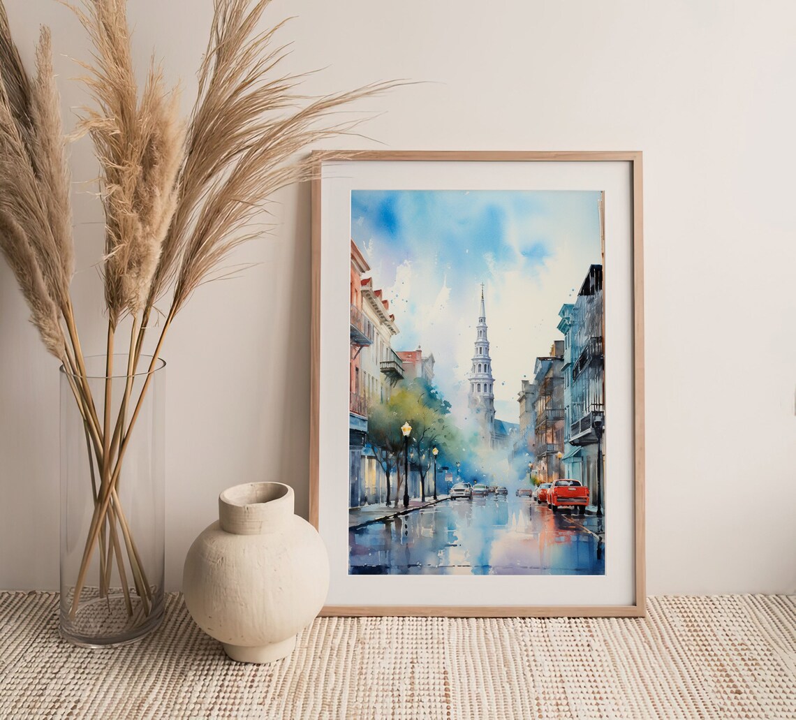 Church Street Charleston Watercolor Travel Poster - Image 3