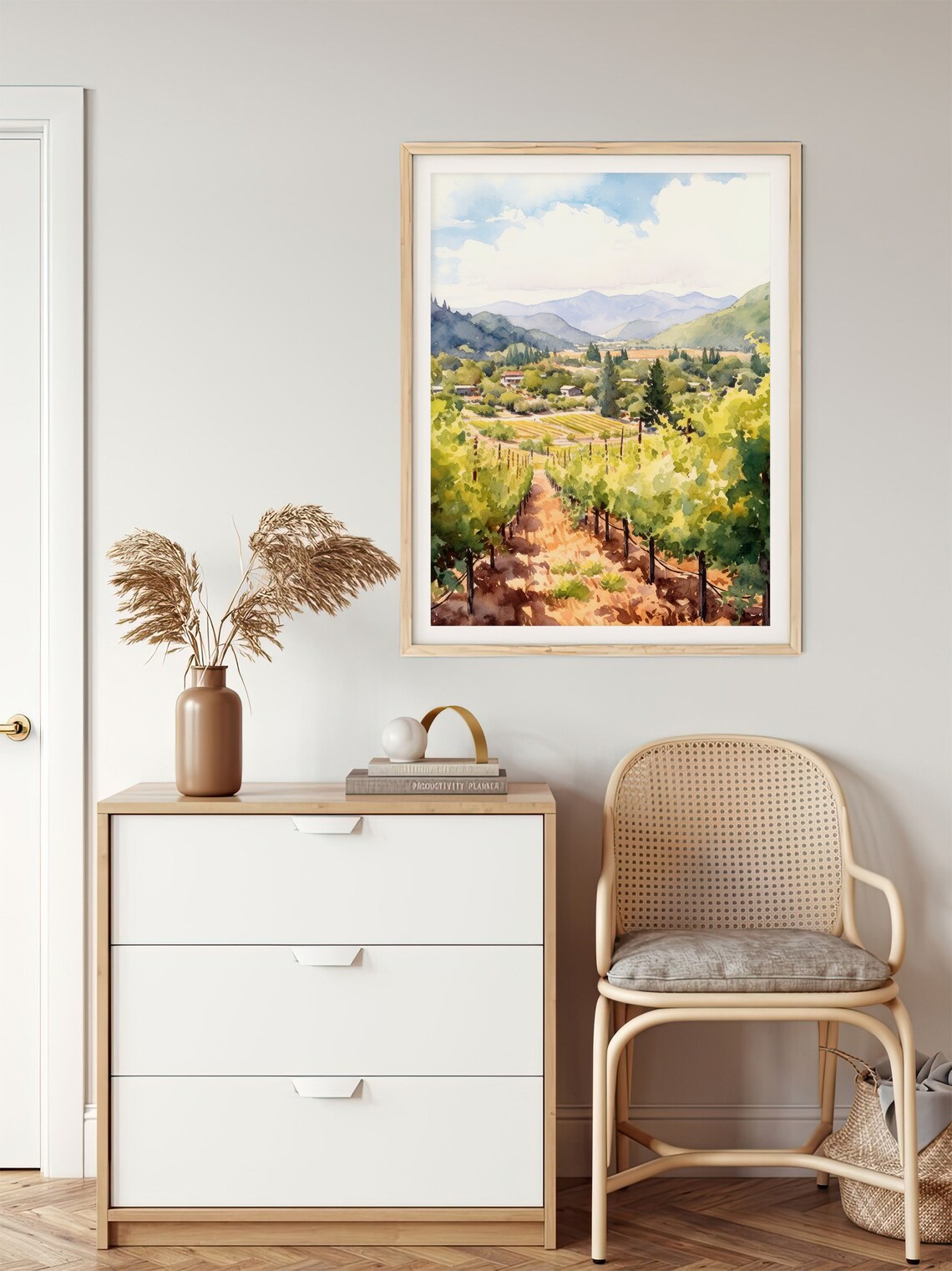 Napa Valley Watercolor Landscape Art Print - Image 5