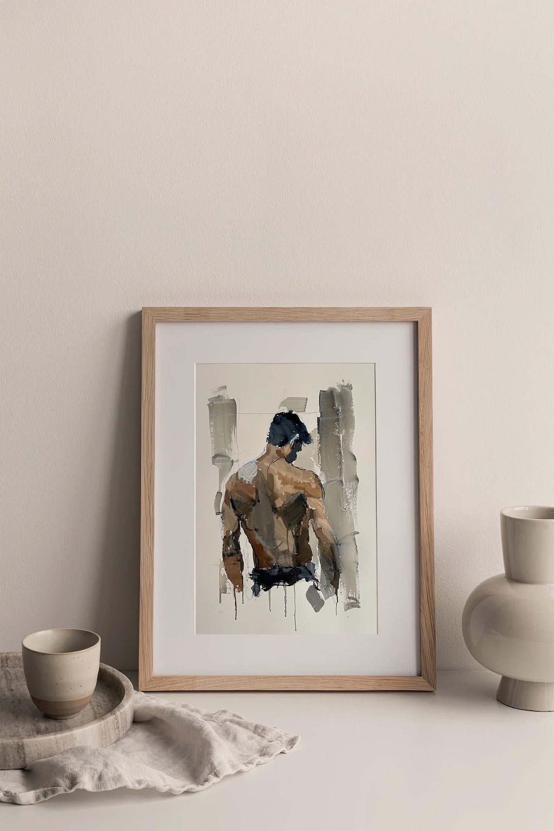 Male Body Art Print, Gay Watercolor Portrait - Image 3