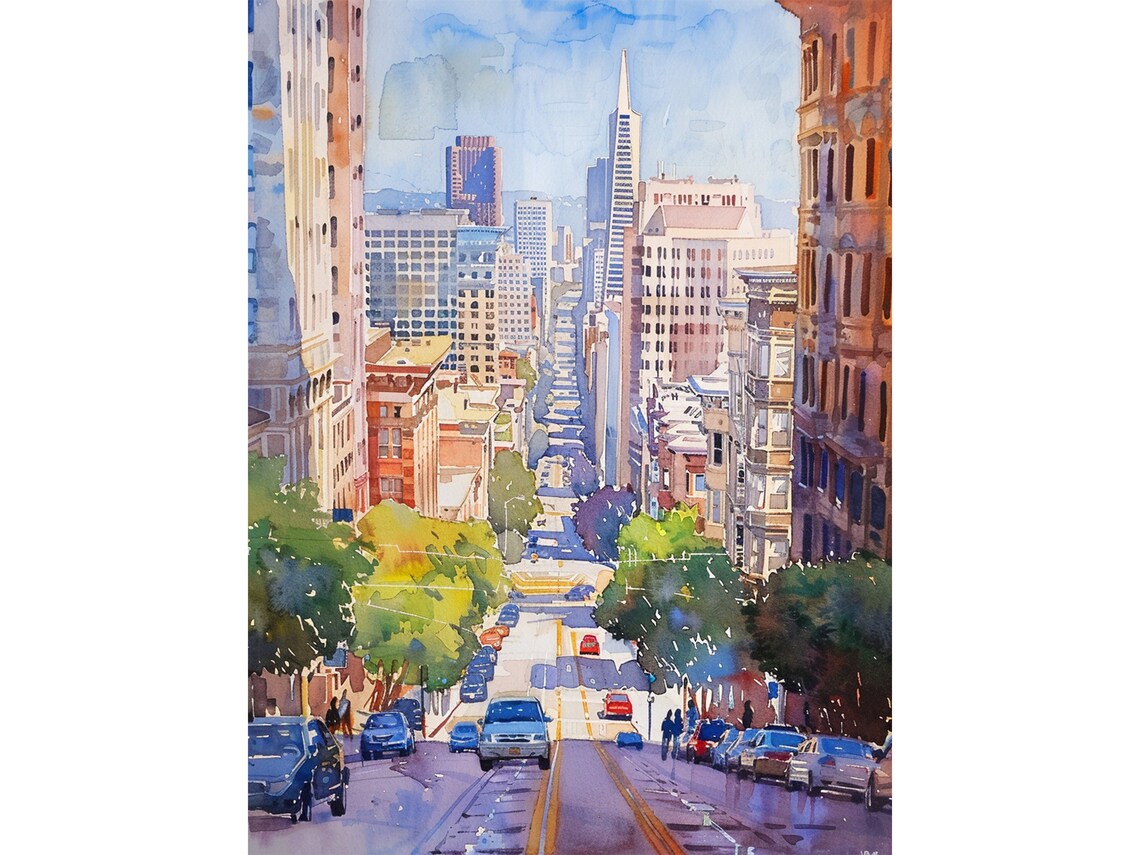 San Francisco Cityscape Watercolor Art Print