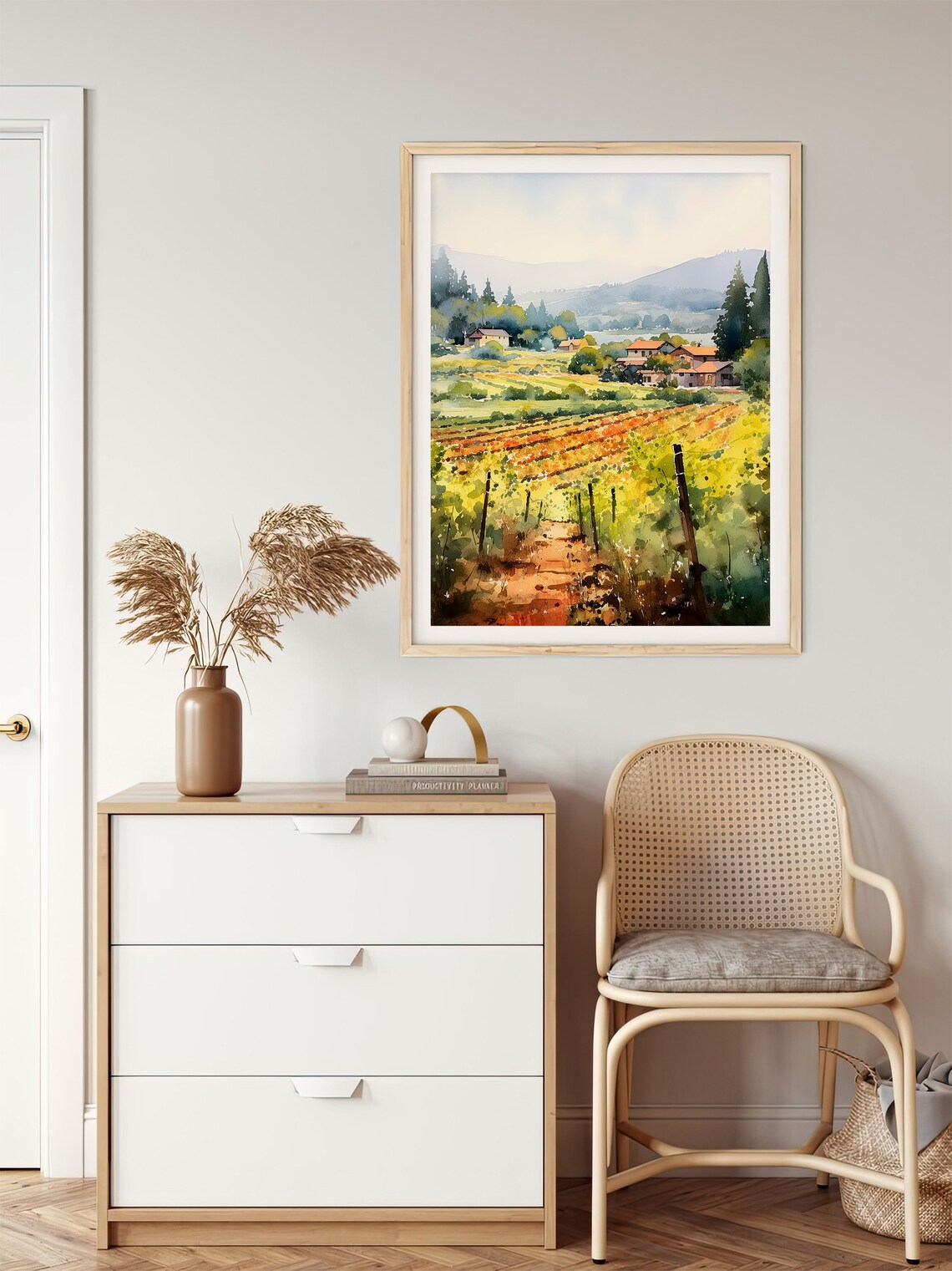 Napa Valley Vineyard Watercolor Art Print - Image 3