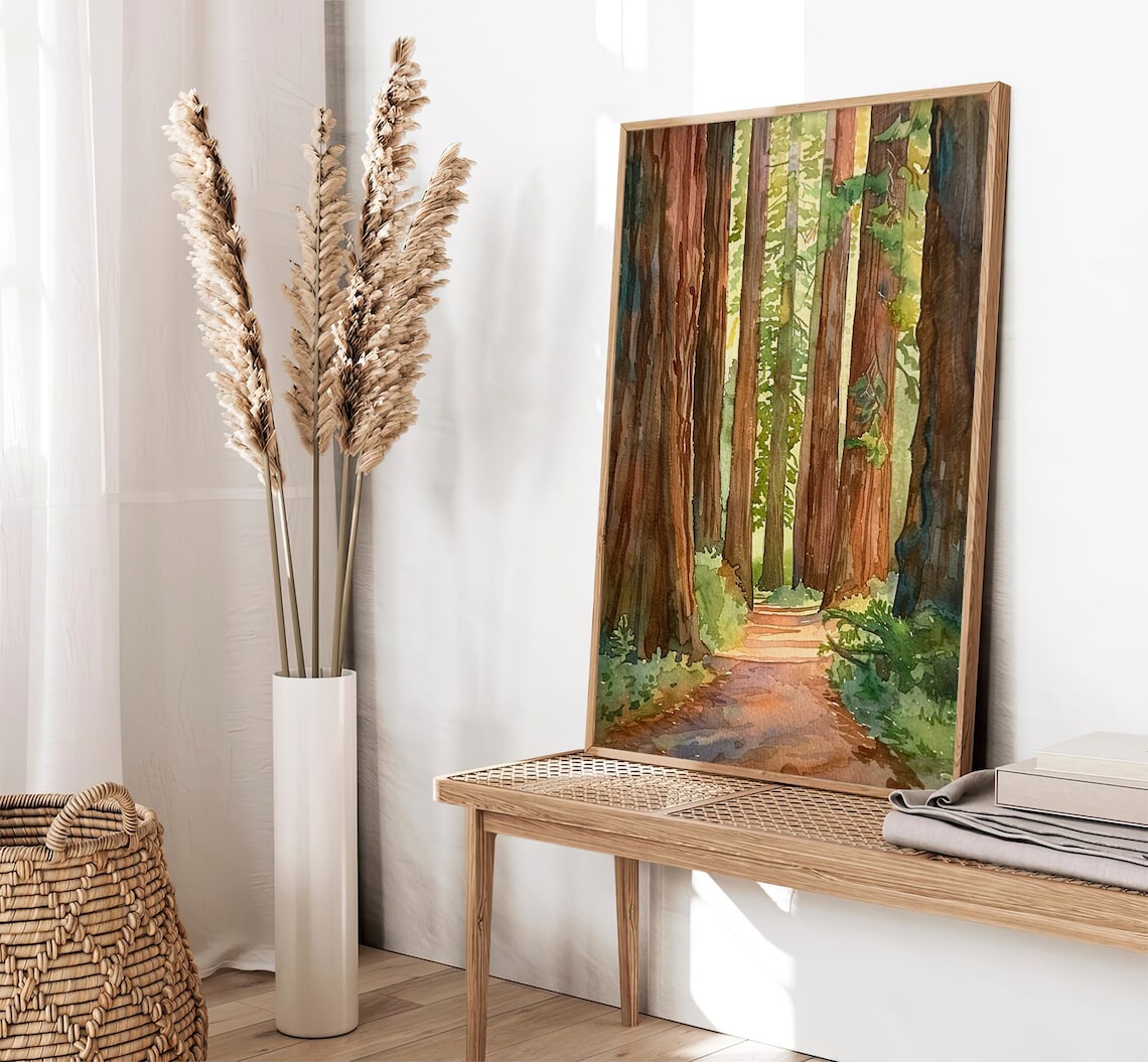 Redwood National Park Watercolor Art Print, California - Image 2