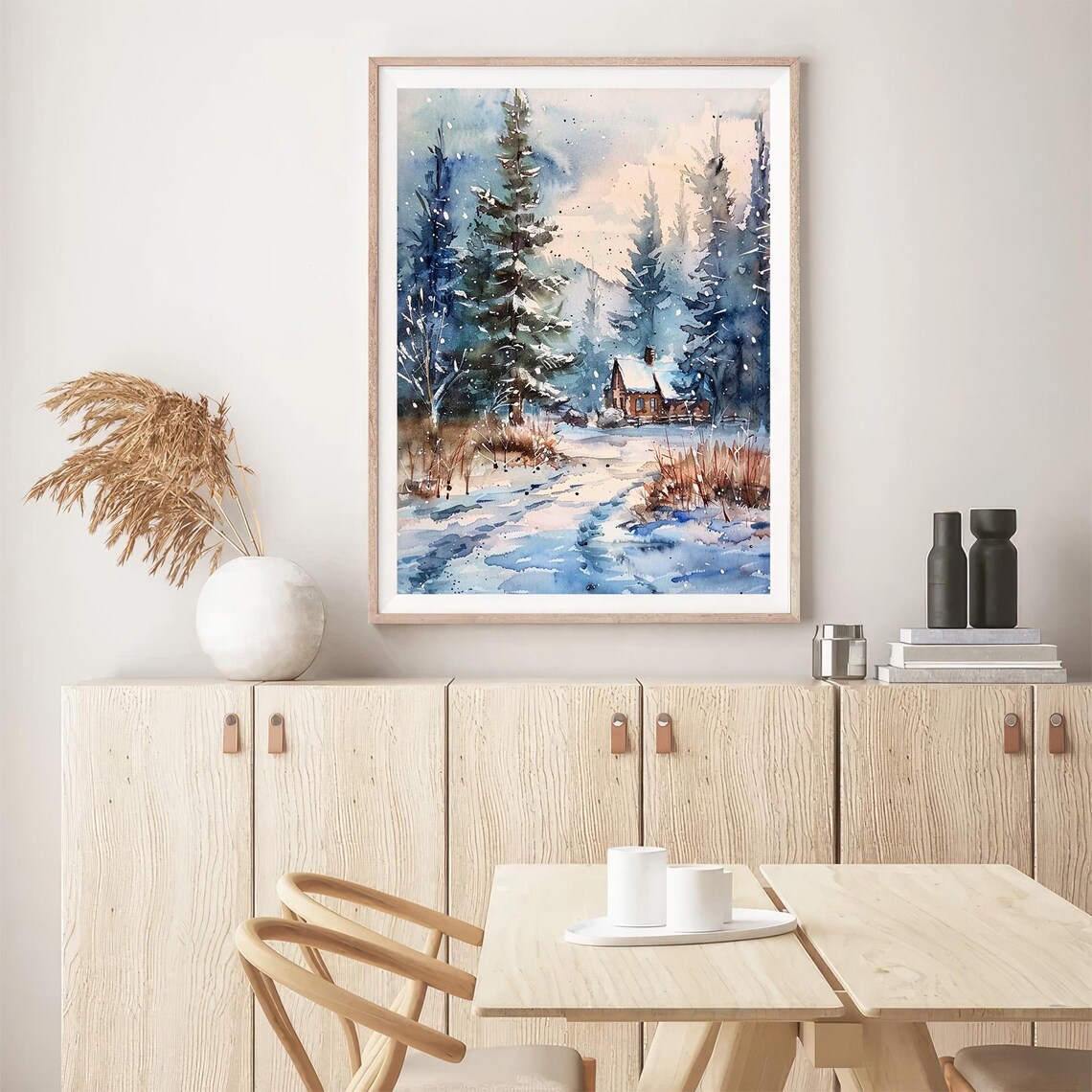Minnesota Watercolor Forest Cabin Art Print - Image 5