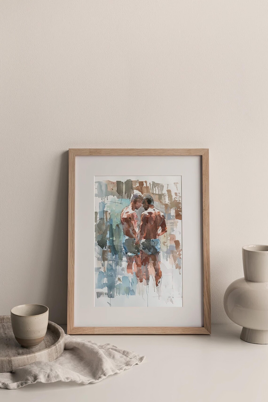 Male Bodies Watercolor Painting Gay Friendship Art Print - Image 3
