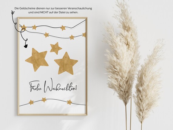 Frohe Weihnachten Gold Star Christmas Cash Money Gift Card Poster