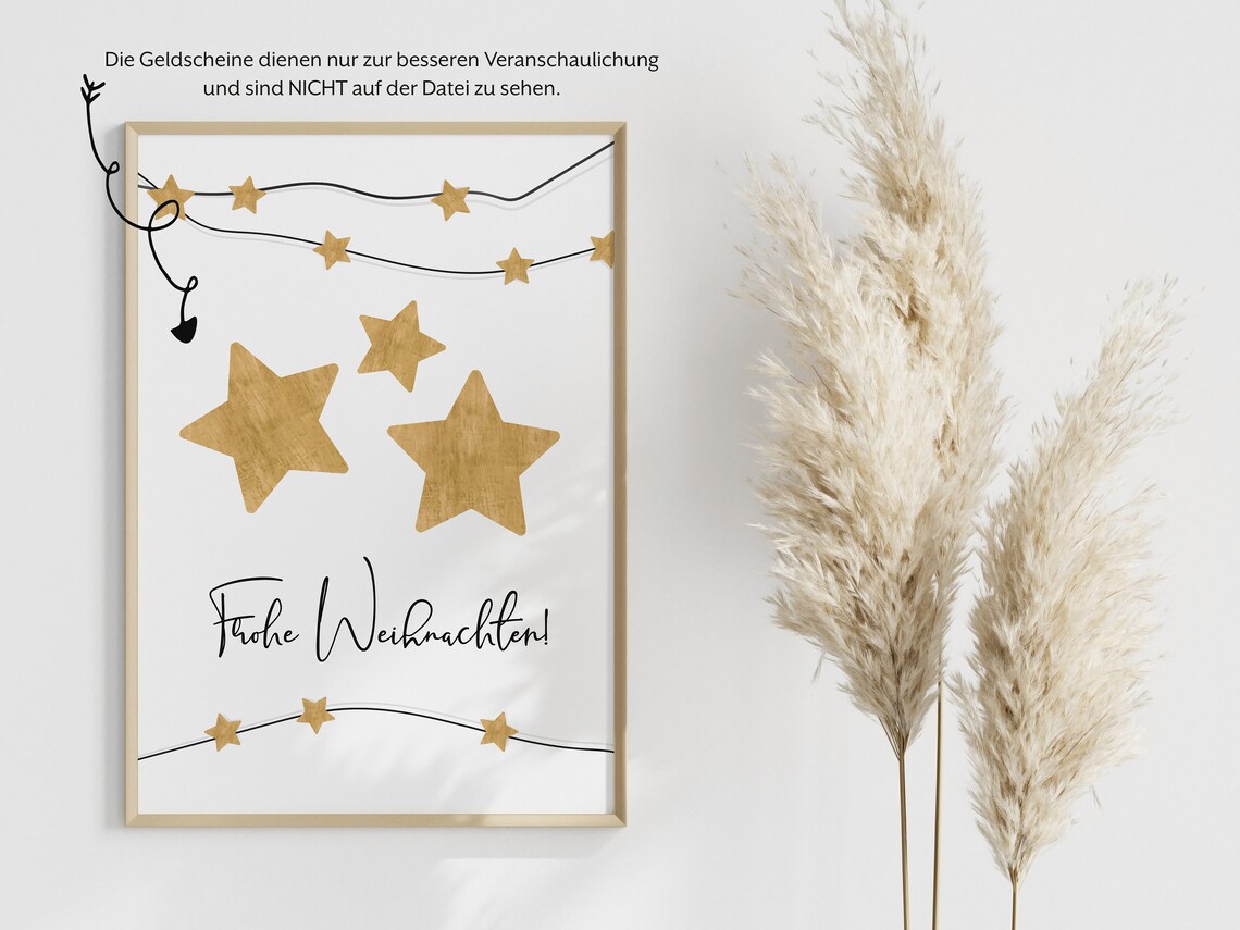 Frohe Weihnachten Gold Star Christmas Cash Money Gift Card Poster