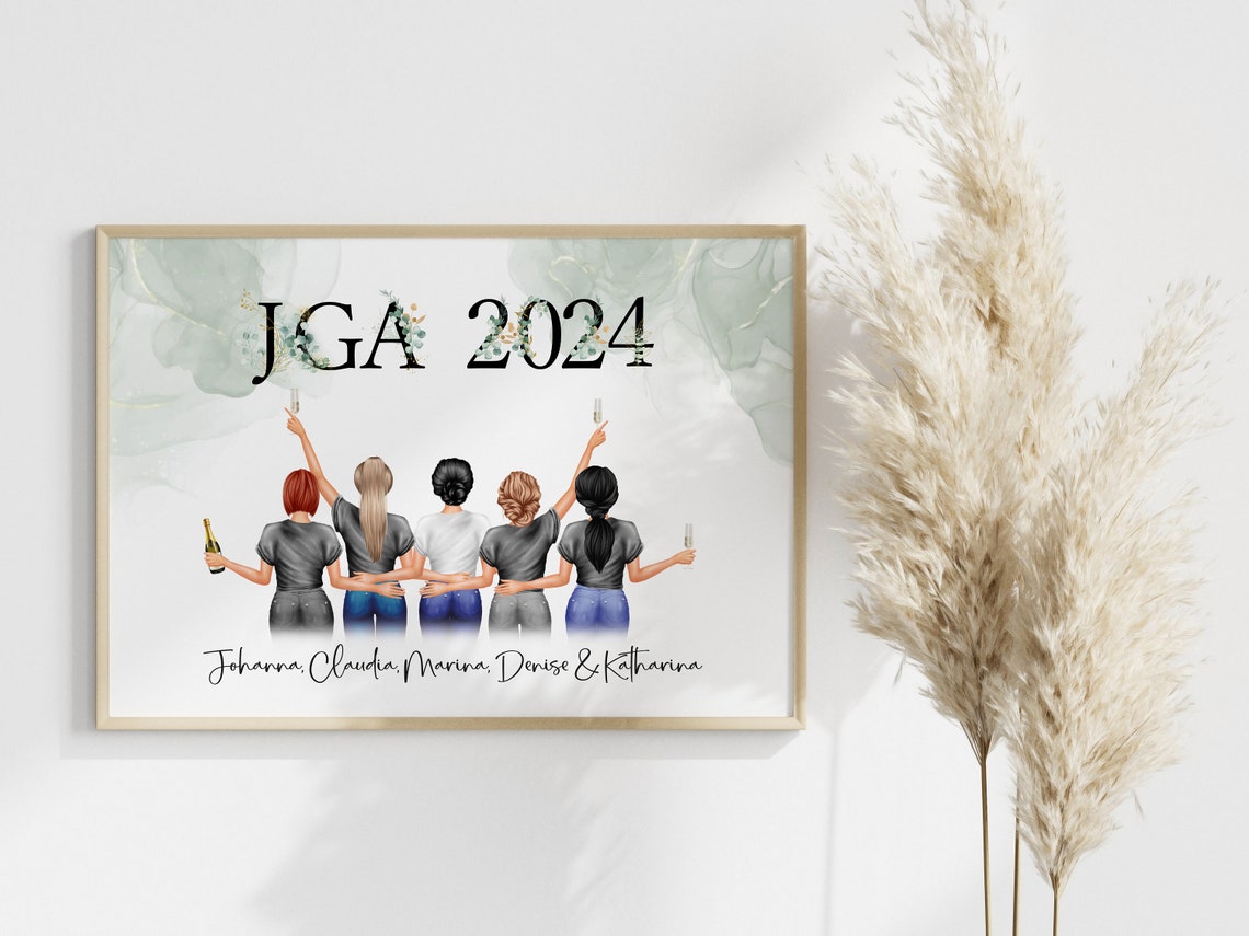 Personalized JGA Bachelorette Party Five Friends Souvenir Poster