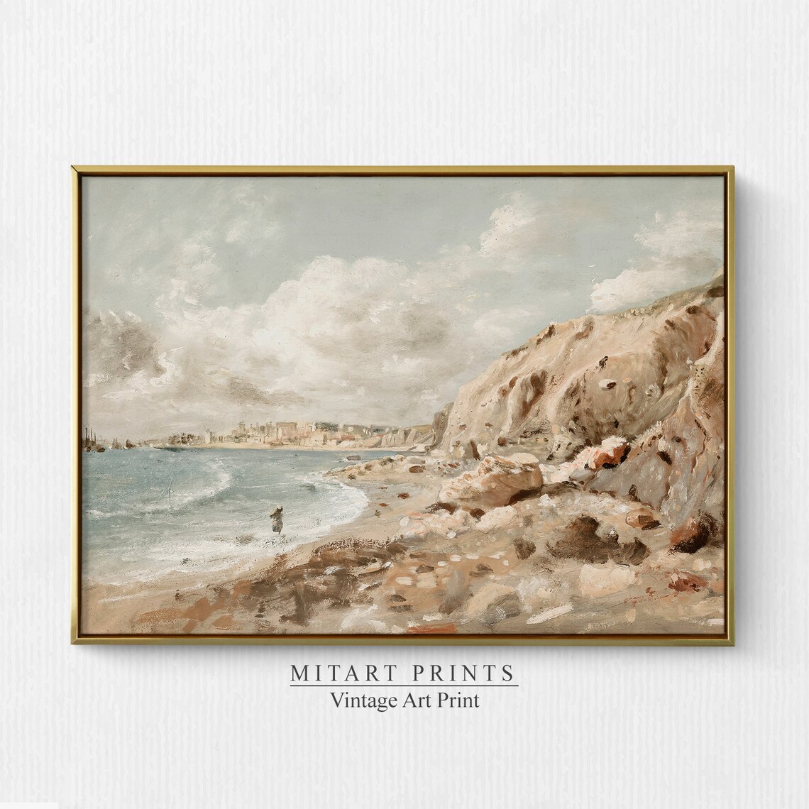 Vintage Coastal Seaside Painting Art Print