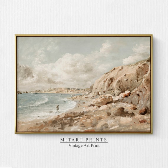 Vintage Coastal Seaside Painting Art Print