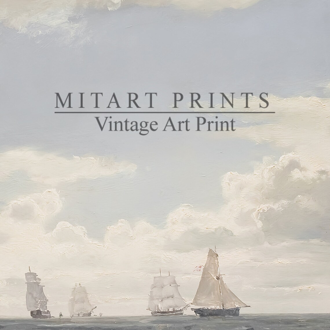 Vintage Seascape Painting, Antique Ship Poster - Image 3