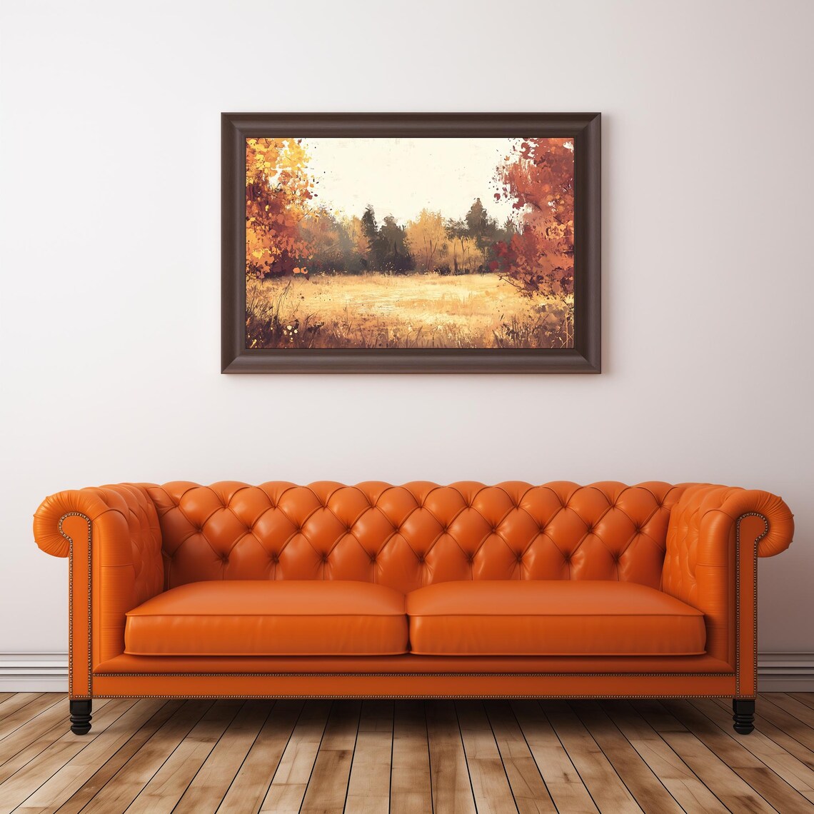 Autumn Meadow Golden Grass Orange Foliage Vintage Nature Art Poster - Image 3