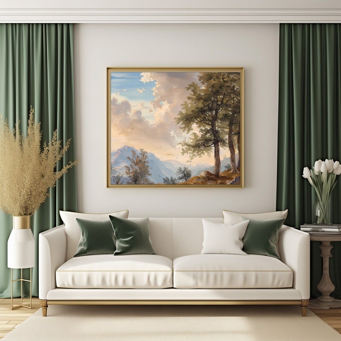 Old Pine Vintage Landscape Art Print - Image 2