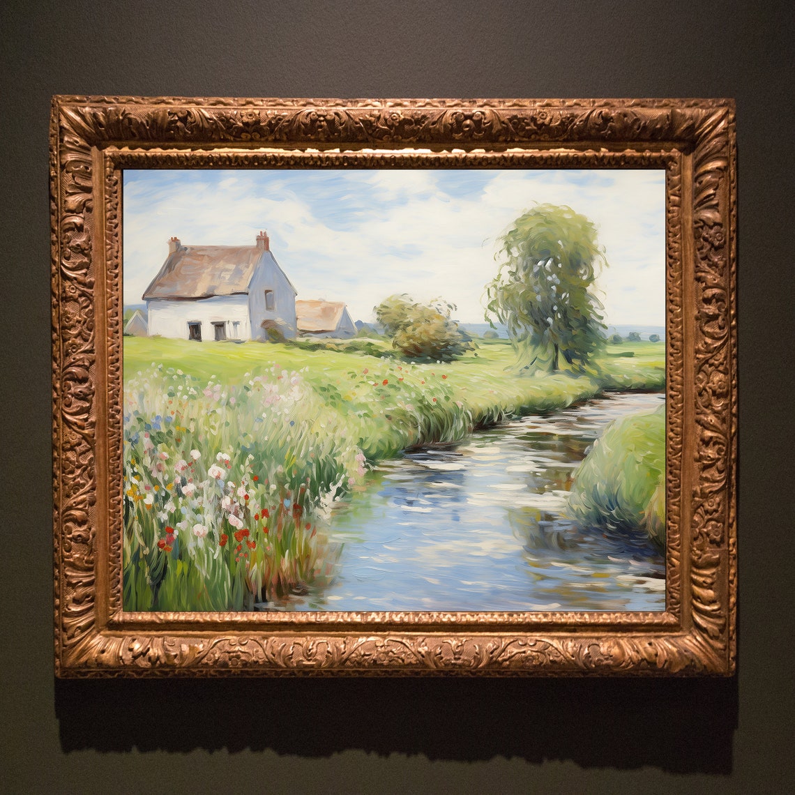 Cottage By A Stream Spring Garden Impressionist Country Poster - Image 5