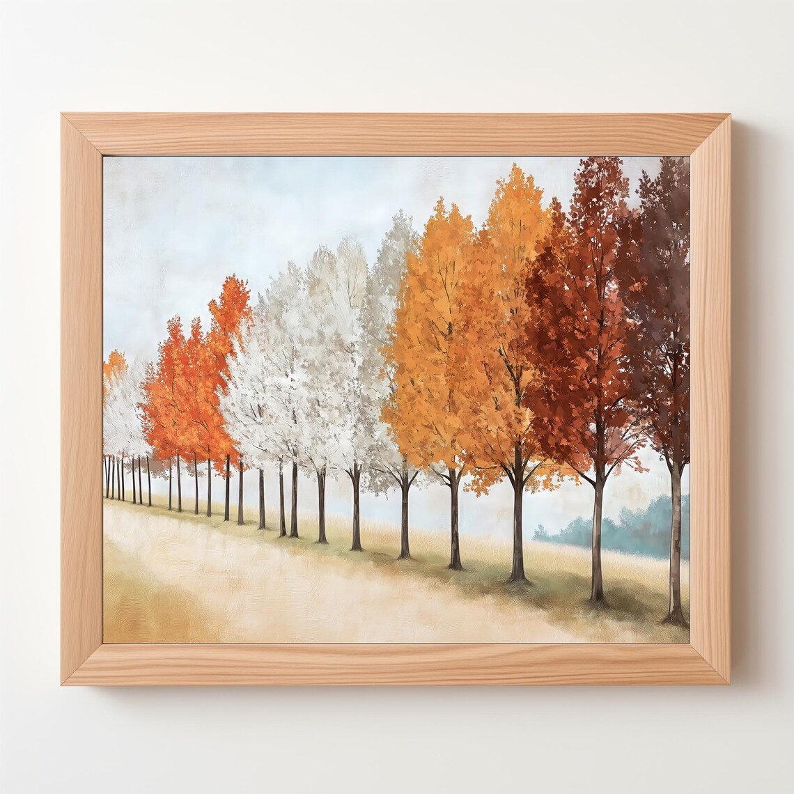Autumn Trees In Orange And White Fall Foliage Landscape Wall Art - Image 5