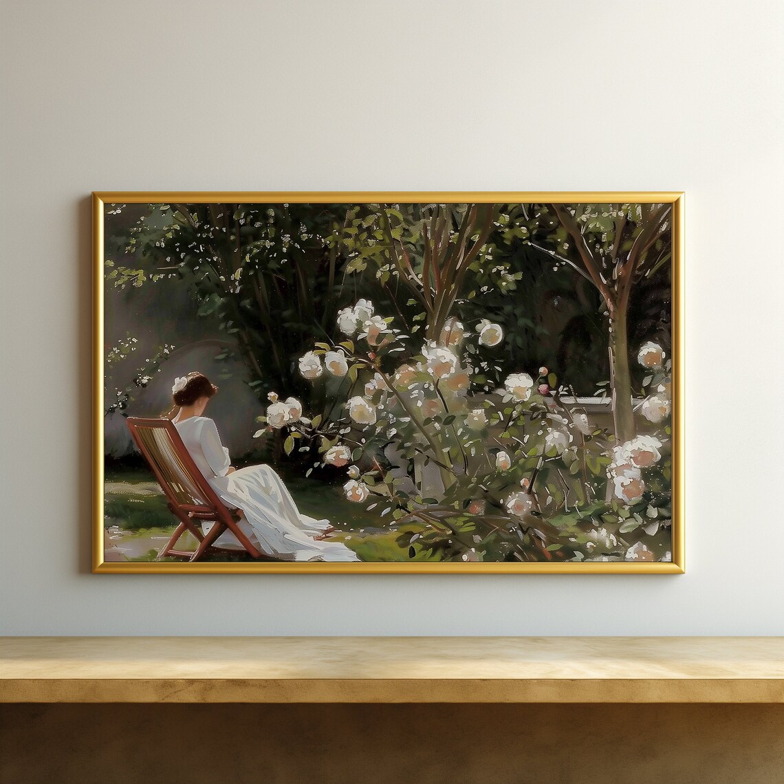 French Country Garden Vintage Painting Art Print