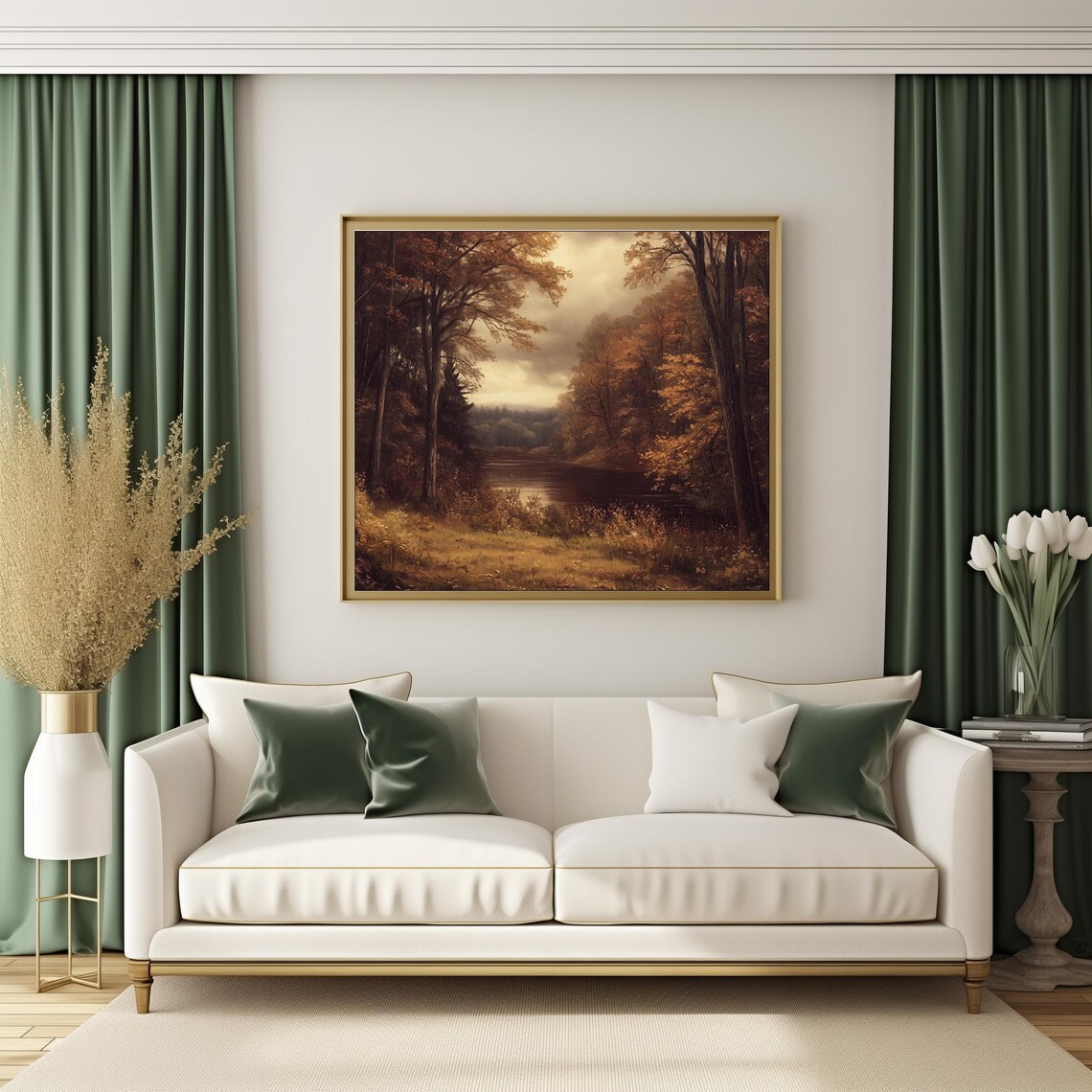 Dark Moody Fall Landscape, Vintage Art Print - Image 3