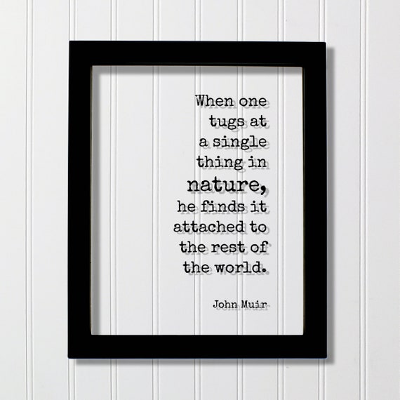 John Muir Quote When One Tugs At A Single Thing In Nature He Finds It Attached To The Rest Of World Wilderness Hiking Camping Cabin