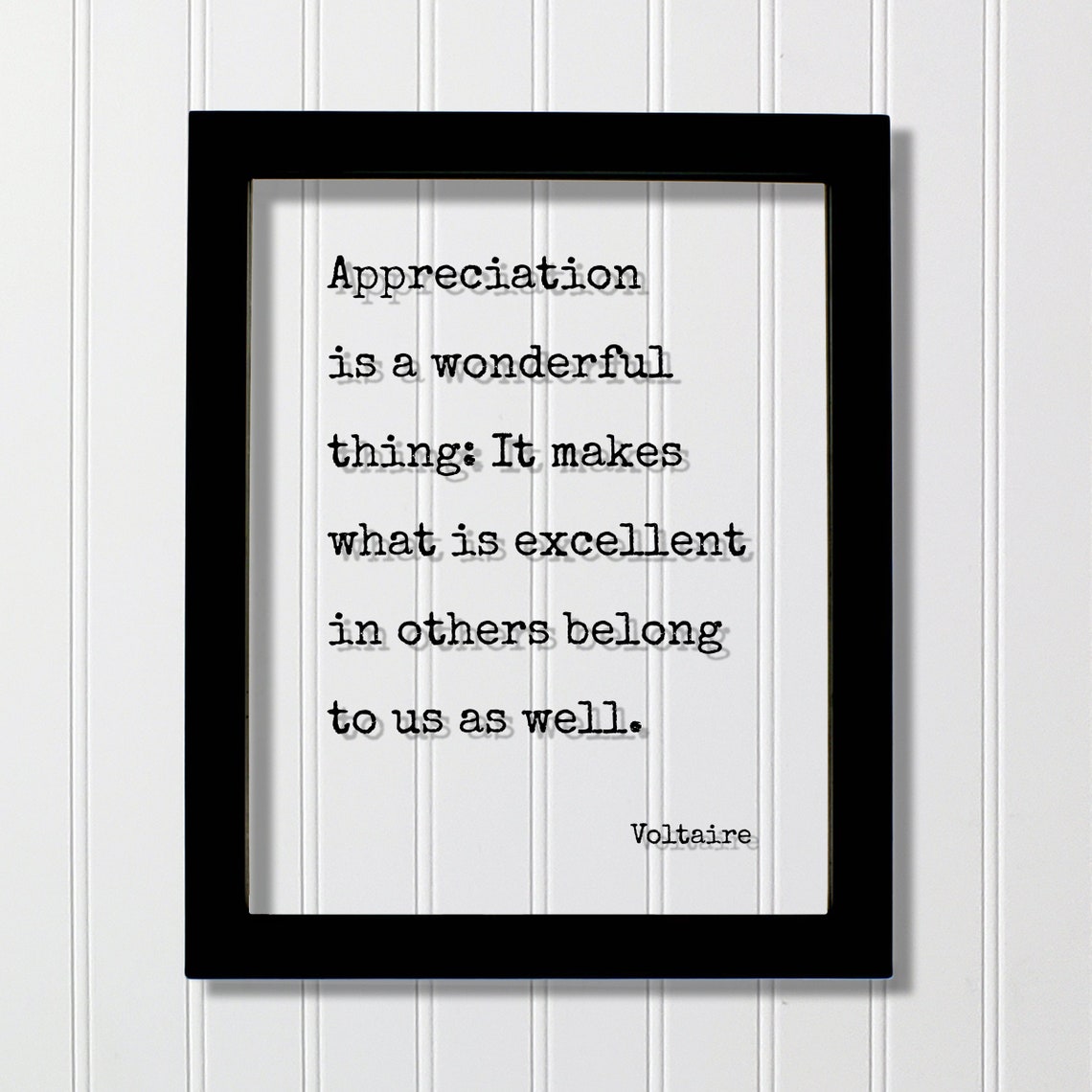 Voltaire Appreciation Is a Wonderful Thing Inspirational Quote Poster