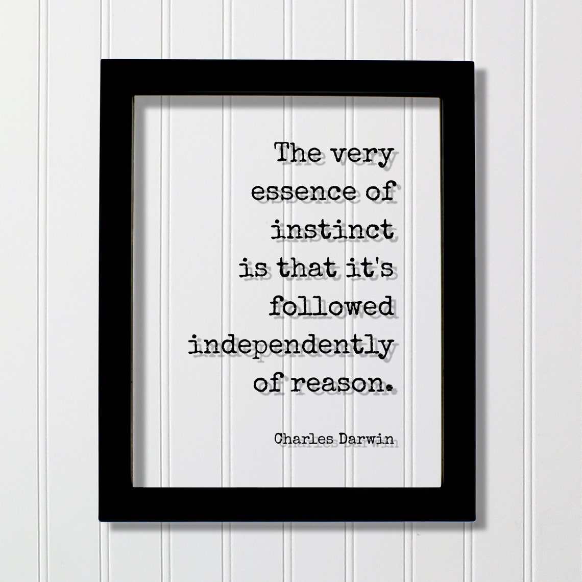 Charles Darwin Instinct and Reason Quote Floating Typography Poster