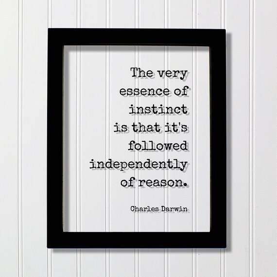 Charles Darwin Instinct and Reason Quote Floating Typography Poster
