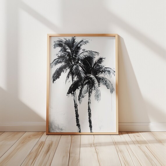 Black And White Palm Trees Minimalist Ink Tropical Poster Art