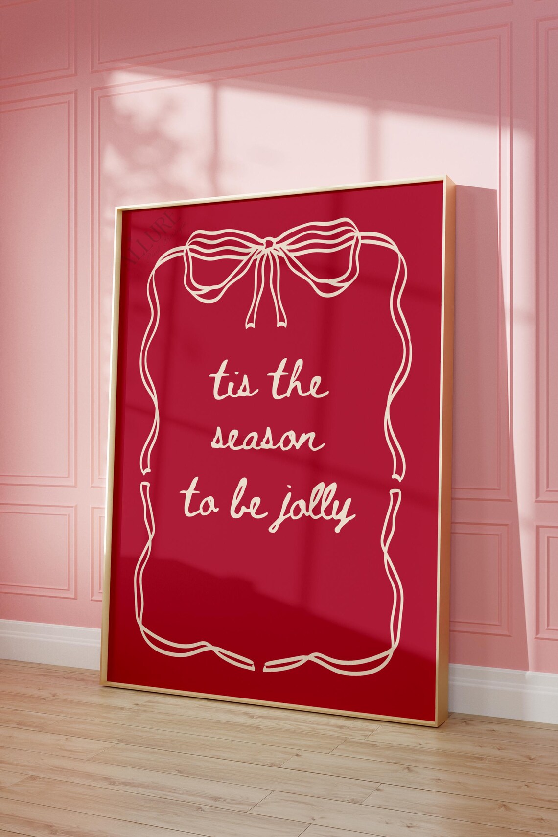 Tis the Season to Be Jolly Red Coquette Bow Typography Poster - Image 4