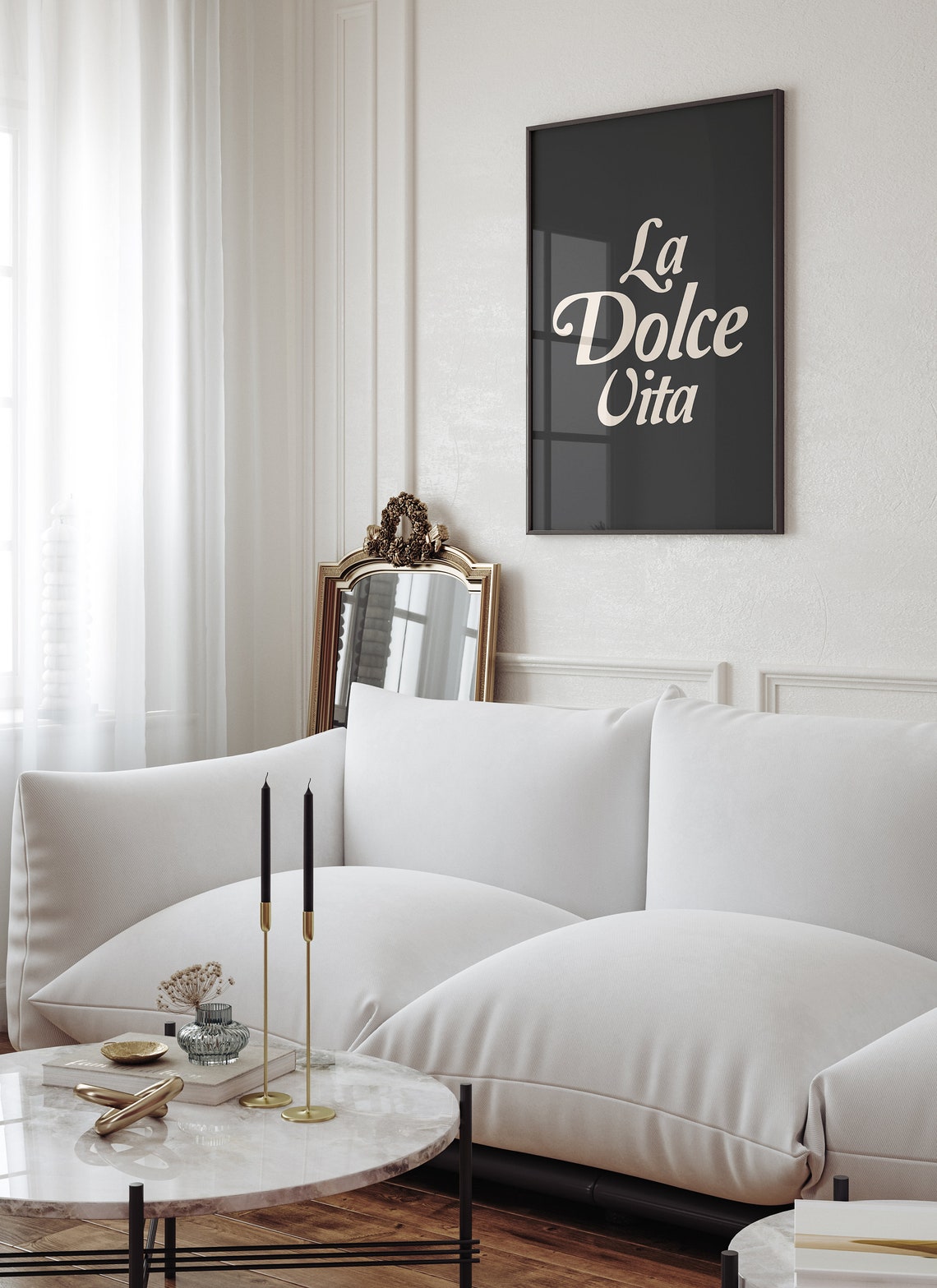 La Dolce Vita Black Minimalist Italian Typography Decor Poster - Image 2