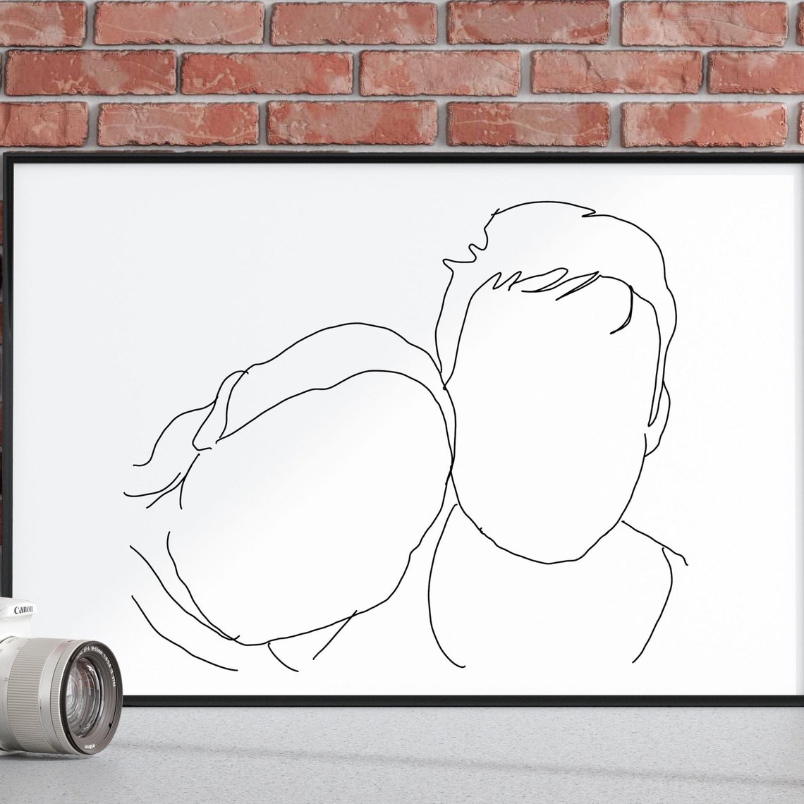 Single Line Art Couple Portrait Minimalist Drawing Style Poster