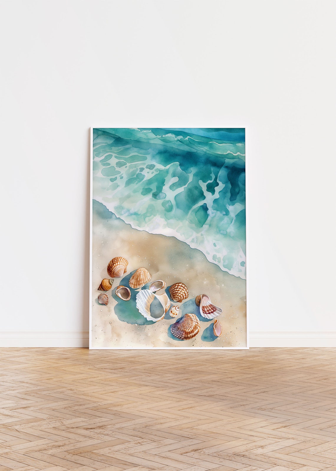 Aerial Beach with Seashells Turquoise Water Coastal Wall Art - Image 5