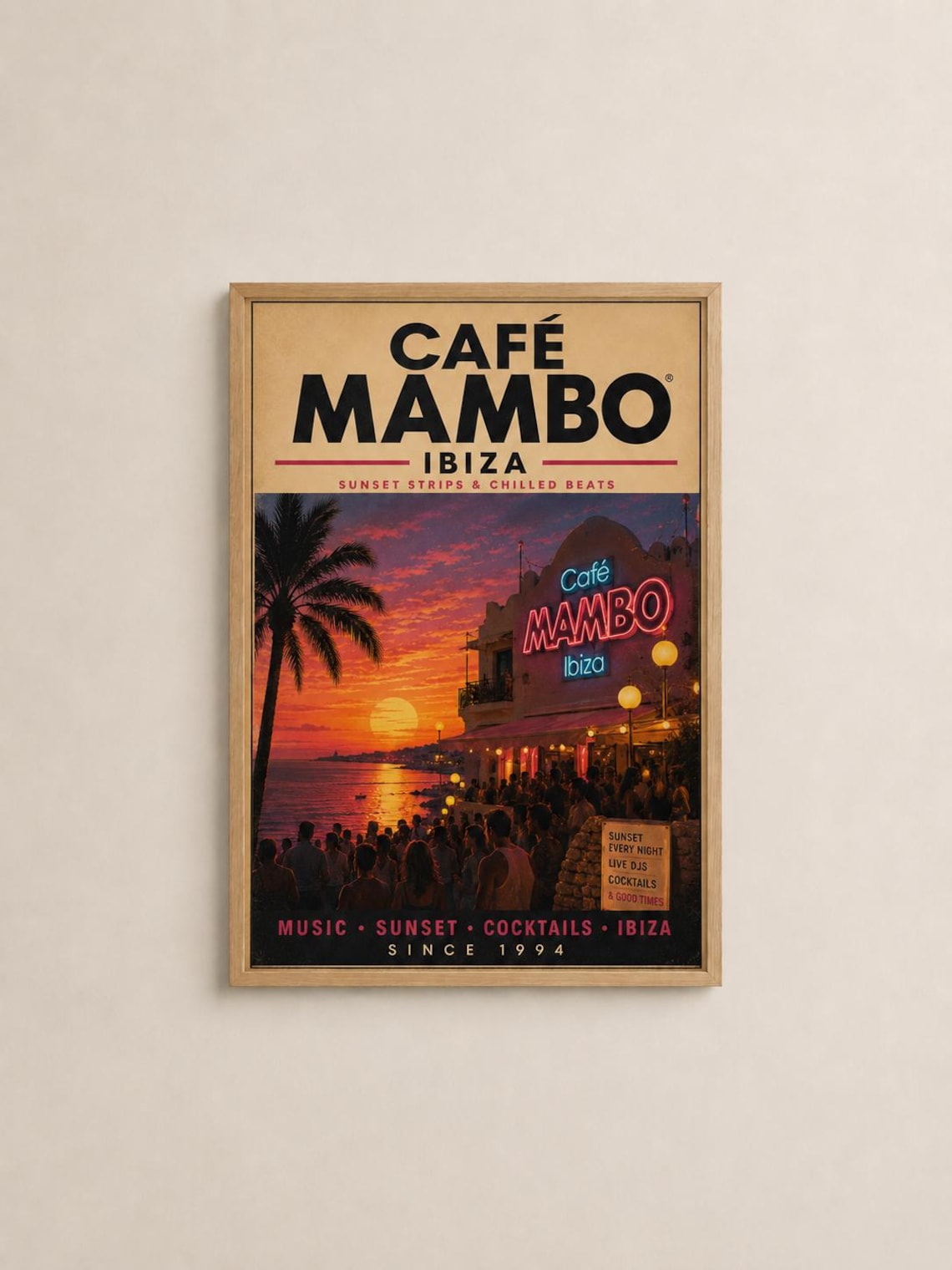 Caf Mambo Ibiza Poster, Balearic Travel Print