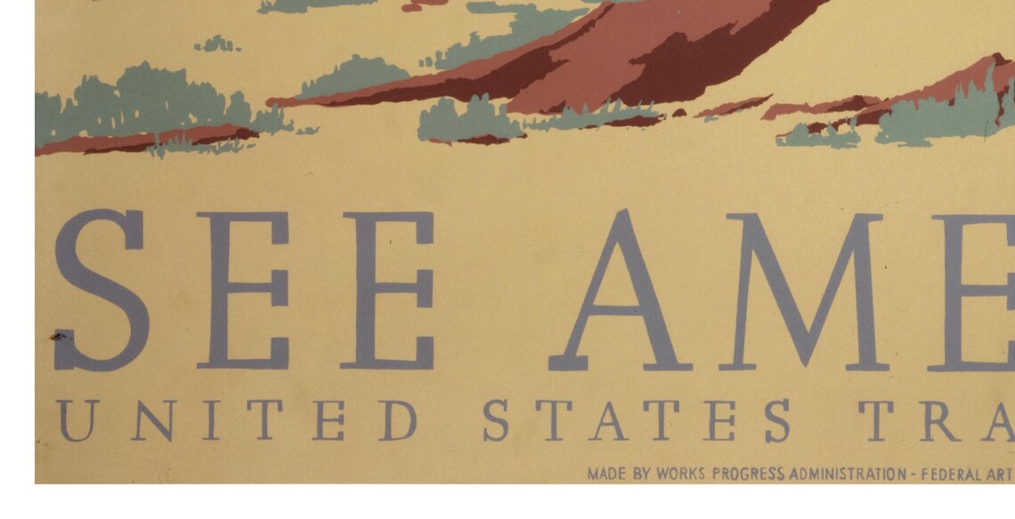 See America Vintage WPA Desert Arch National Park Travel Poster - Image 2
